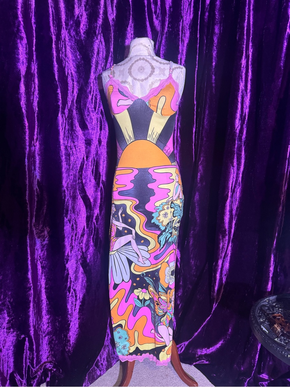 Psychedelic Fairy Sunset Print Maxi Dress